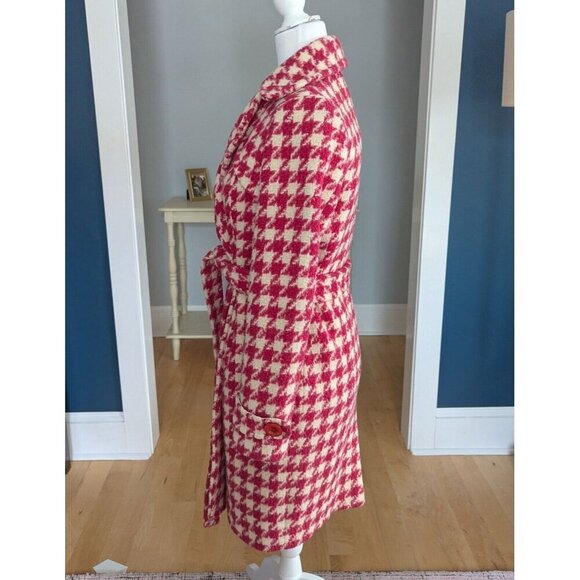 DIA Wool Alpaca Hot Pink Large Hounds Tooth Fitted Coat Size Small - Picture 4 of 15